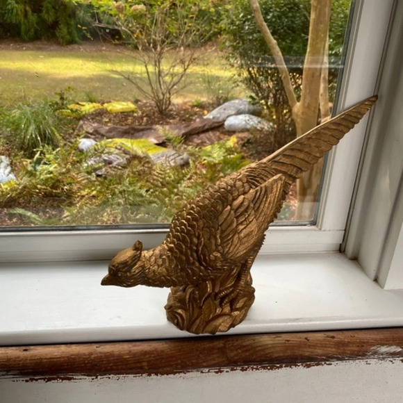 Pier 1 Gold Pheasant Bird Sculpture (Flawed) - Picture 10 of 10